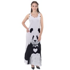 Panda Love Heart Sleeveless Velour Maxi Dress by Ket1n9