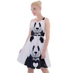 Panda Love Heart Knee Length Skater Dress by Ket1n9