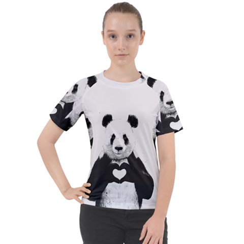 Panda Love Heart Women s Sport Raglan T-shirt by Ket1n9