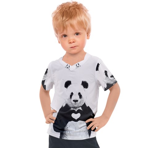 Panda Love Heart Kids  Sports T-shirt by Ket1n9