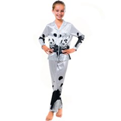 Panda Love Heart Kids  Satin Long Sleeve Pajamas Set by Ket1n9