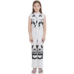 Panda Love Heart Kids  Sleeveless Ruffle Edge Band Collar Chiffon One Piece by Ket1n9