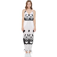 Panda Love Heart Sleeveless Tie Ankle Chiffon Jumpsuit by Ket1n9