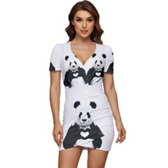 Panda Love Heart Low Cut Cap Sleeve Mini Dress by Ket1n9