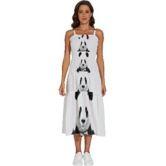 Panda Love Heart Sleeveless Shoulder Straps Boho Dress by Ket1n9