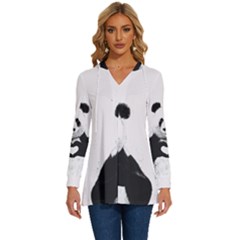 Panda Love Heart Long Sleeve Drawstring Hooded Top by Ket1n9