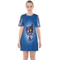 Cats Funny Sixties Short Sleeve Mini Dress by Ket1n9