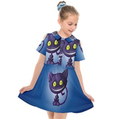 Cats Funny Kids  Short Sleeve Shirt Dress by Ket1n9