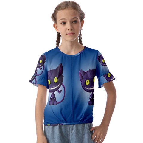 Cats Funny Kids  Cuff Sleeve Scrunch Bottom T-shirt by Ket1n9