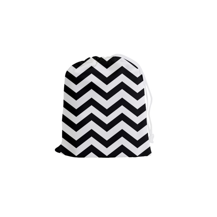 Black And White Chevron Drawstring Pouch (Small)