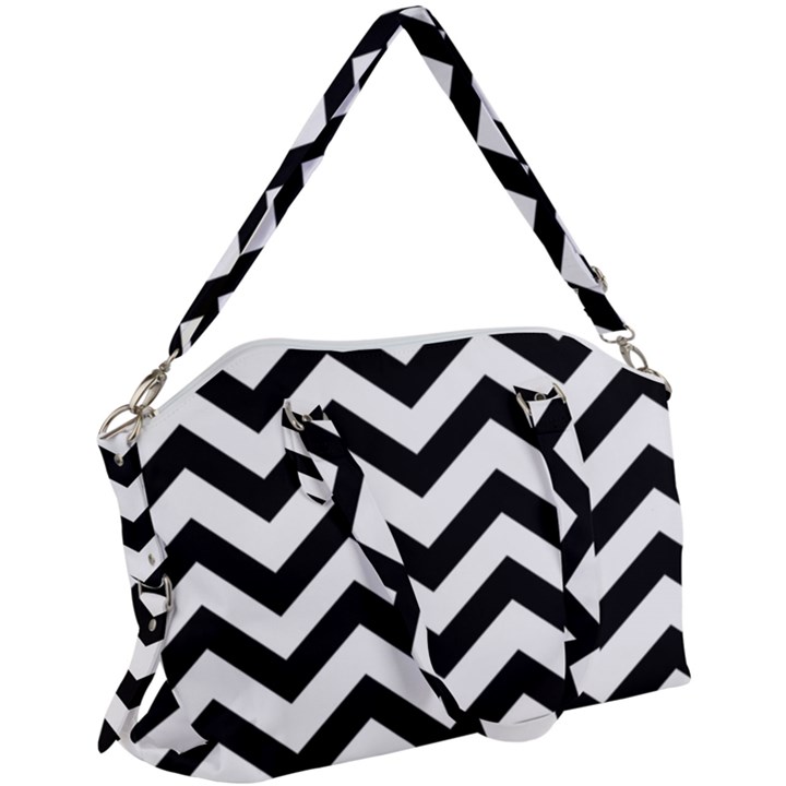 Black And White Chevron Canvas Crossbody Bag