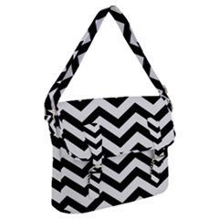 Black And White Chevron Buckle Messenger Bag by Ket1n9