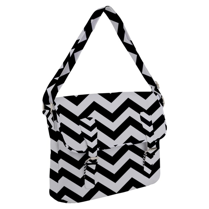 Black And White Chevron Buckle Messenger Bag