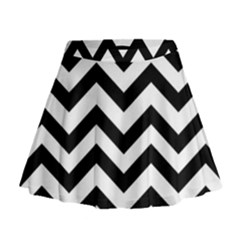 Black And White Chevron Mini Flare Skirt by Ket1n9