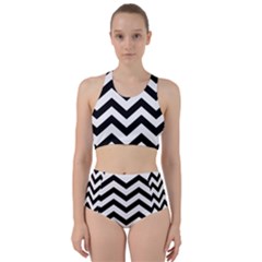 Black And White Chevron Racer Back Bikini Set by Ket1n9