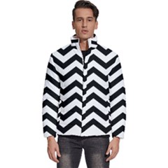 Black And White Chevron Men s Puffer Bubble Jacket Coat by Ket1n9