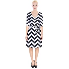 Black And White Chevron Wrap Up Cocktail Dress by Ket1n9