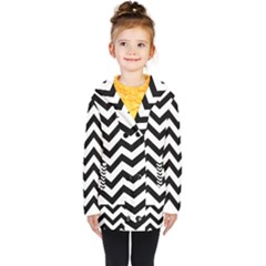 Black And White Chevron Kids  Double Breasted Button Coat by Ket1n9