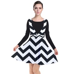 Black And White Chevron Plunge Pinafore Dress by Ket1n9