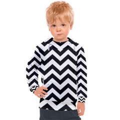 Black And White Chevron Kids  Hooded Pullover by Ket1n9