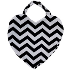 Black And White Chevron Giant Heart Shaped Tote by Ket1n9