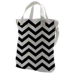 Black And White Chevron Canvas Messenger Bag by Ket1n9