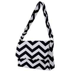 Black And White Chevron Full Print Messenger Bag (s) by Ket1n9