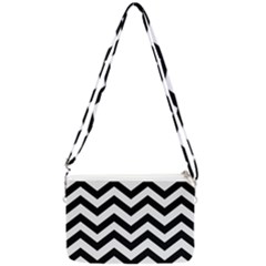 Black And White Chevron Double Gusset Crossbody Bag by Ket1n9