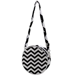 Black And White Chevron Crossbody Circle Bag by Ket1n9