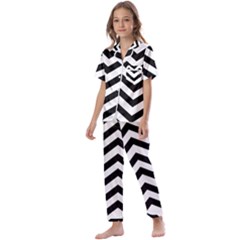 Black And White Chevron Kids  Satin Short Sleeve Pajamas Set by Ket1n9