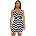 Black And White Chevron Draped Bodycon Dress View1