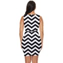 Black And White Chevron Draped Bodycon Dress View4