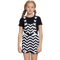 Black And White Chevron Kids  Short Overalls by Ket1n9