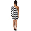 Black And White Chevron Long Sleeve One Shoulder Mini Dress View4