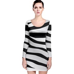 White Tiger Skin Long Sleeve Velvet Bodycon Dress by Ket1n9