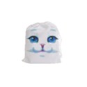 Cute White Cat Blue Eyes Face Drawstring Pouch (Small) View1