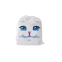 Cute White Cat Blue Eyes Face Drawstring Pouch (Small) View2