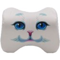 Cute White Cat Blue Eyes Face Head Support Cushion View1