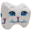 Cute White Cat Blue Eyes Face Head Support Cushion View3