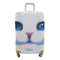 Cute White Cat Blue Eyes Face Luggage Cover (small) by Ket1n9