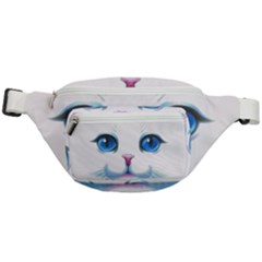 Cute White Cat Blue Eyes Face Fanny Pack by Ket1n9