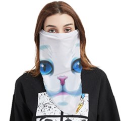 Cute White Cat Blue Eyes Face Face Covering Bandana (triangle) by Ket1n9