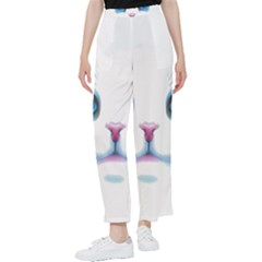 Cute White Cat Blue Eyes Face Women s Pants  by Ket1n9