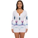 Cute White Cat Blue Eyes Face Long Sleeve Boyleg Swimsuit View1