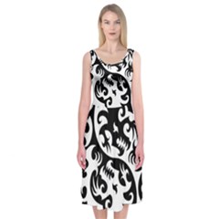 Ying Yang Tattoo Midi Sleeveless Dress by Ket1n9