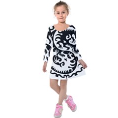 Ying Yang Tattoo Kids  Long Sleeve Velvet Dress by Ket1n9