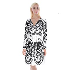 Ying Yang Tattoo Long Sleeve Velvet Front Wrap Dress by Ket1n9