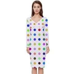 Circle Pattern(1) Long Sleeve V-neck Bodycon Dress  by Ket1n9