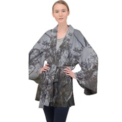 Nature s Resilience: Tierra Del Fuego Forest, Argentina Long Sleeve Velvet Kimono  by dflcprintsclothing