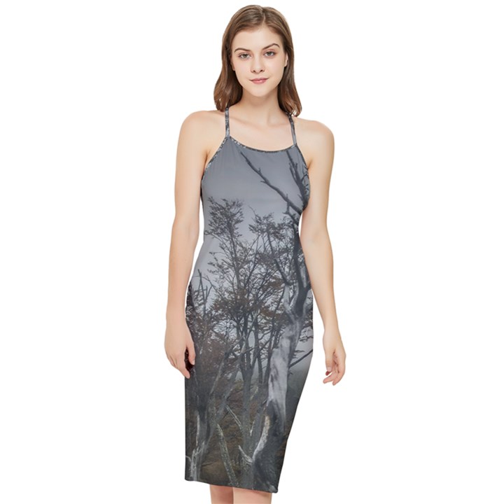 Nature s Resilience: Tierra del Fuego Forest, Argentina Bodycon Cross Back Summer Dress